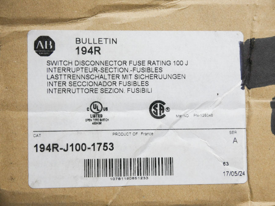 ALLEN BRADLEY 194R-J100-1753 SER. A (BR/WH) NSMP