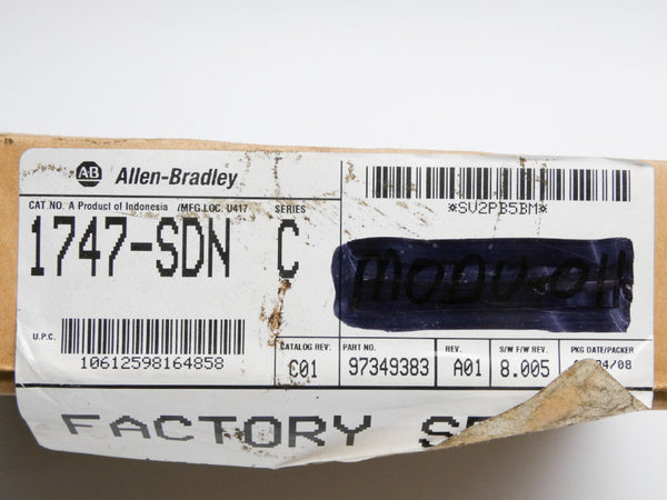 ALLEN BRADLEY 1747-SDN SER. C F/W 8.005 REV. C01 24VDC NSMP