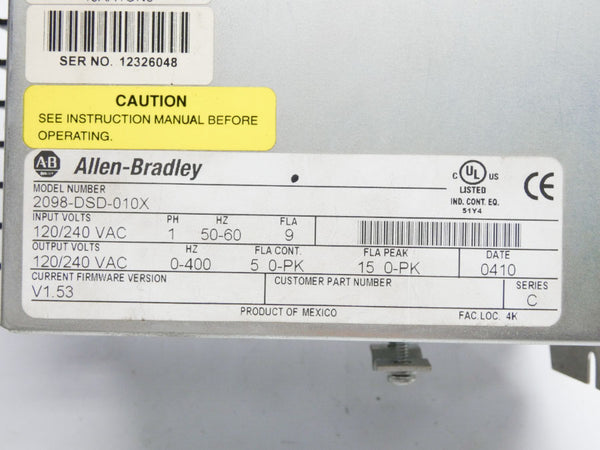 INDUSTRIAL SPARE PART 2098-DSD-010X SER. C F/W V1.53 120/240VAC UNMP