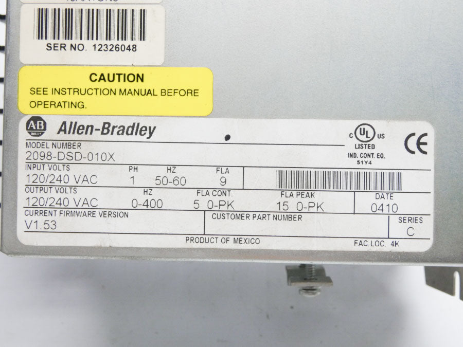 ALLEN BRADLEY 2098-DSD-010X SER. C F/W V1.53 120/240VAC UNMP