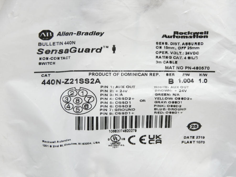 ALLEN BRADLEY 440N-Z21SS2A SER. B F/W 1.004 24VDC NSMP