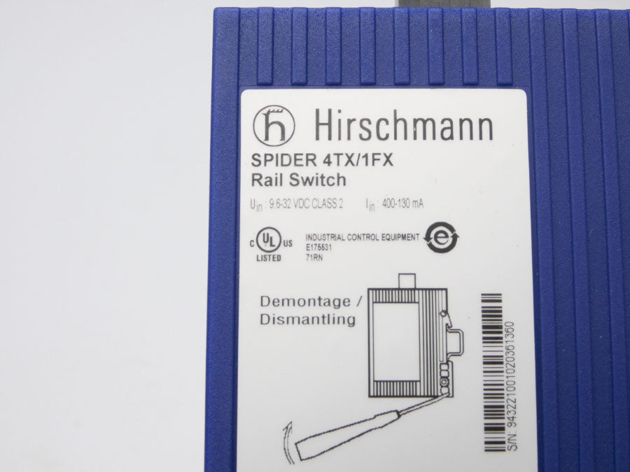 HIRSCHMANN SPIDER 4TX/1FX 943221-001 9.6-32VDC NSMP