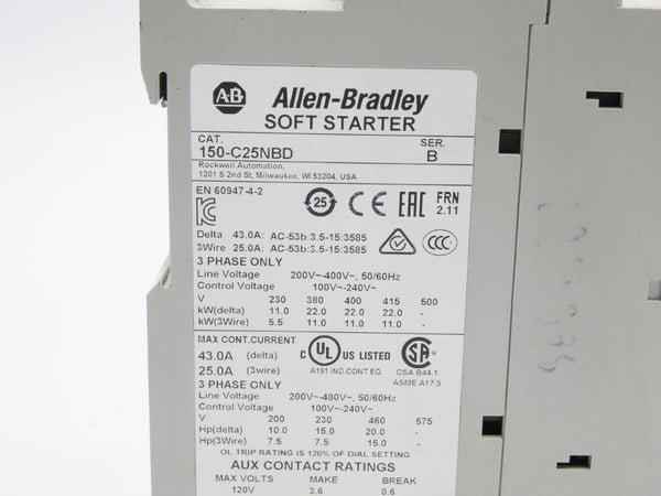 INDUSTRIAL SPARE PART 150-C25NBD SER. B 100-240V 43.0A UNMP
