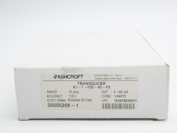 ASHCROFT K1-7-F02-42-F8 10-36VDC 15PSI NSMP