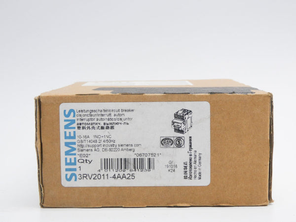 SIEMENS 3RV2011-4AA25 277V 10-16A NSMP
