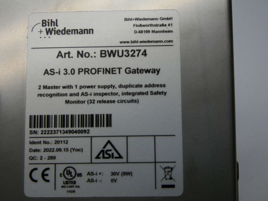BIHL WIEDEMANN BWU3274 AS-I3.0 30V NSMP