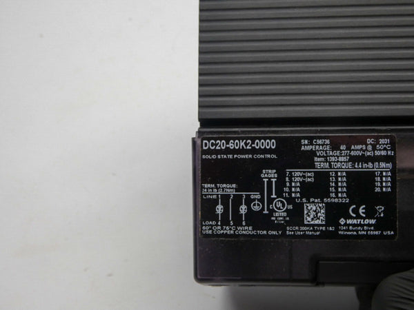 WATLOW DC20-60K2-0000 277-600V 40A NSNP