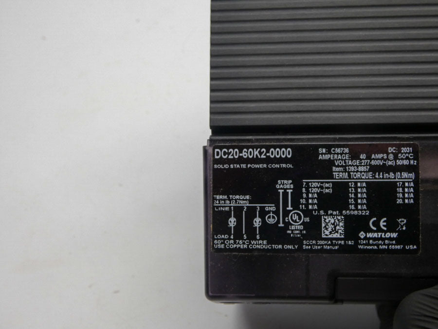 WATLOW DC20-60K2-0000 277-600V 40A NSNP