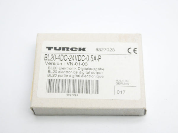 TURCK BL20-4DO-24VDC-0.5A-P 6827023 VER. VN-01-03 24VDC 0.5A NSMP