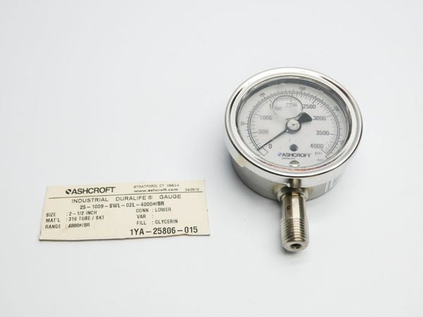 ASHCROFT 25-1009-SWL-02L-4000#/BR 4000PSI NSNP