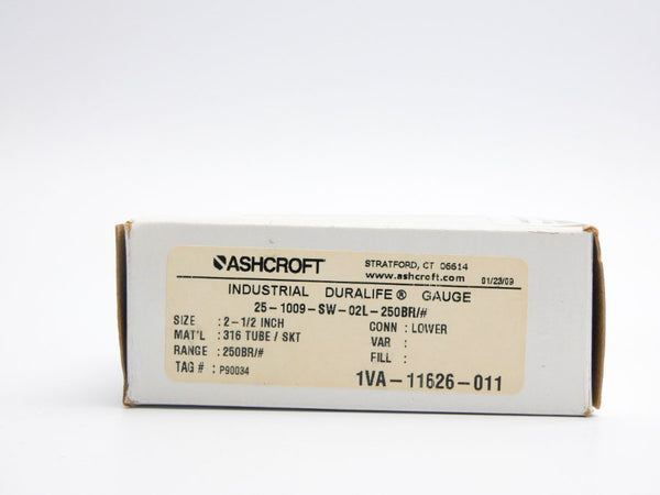 ASHCROFT 25-1009-SW-02L-250BR/# 250PSI NSMP
