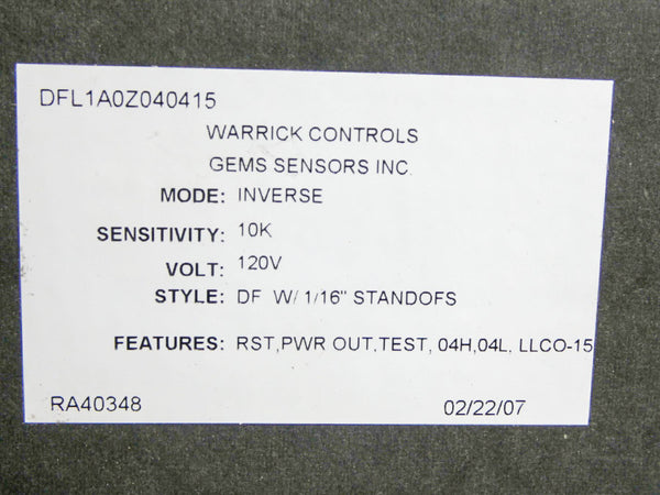 WARRICK CONTROLS DFL1A0Z040415 120V NSMP