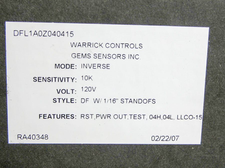 WARRICK CONTROLS DFL1A0Z040415 120V NSMP