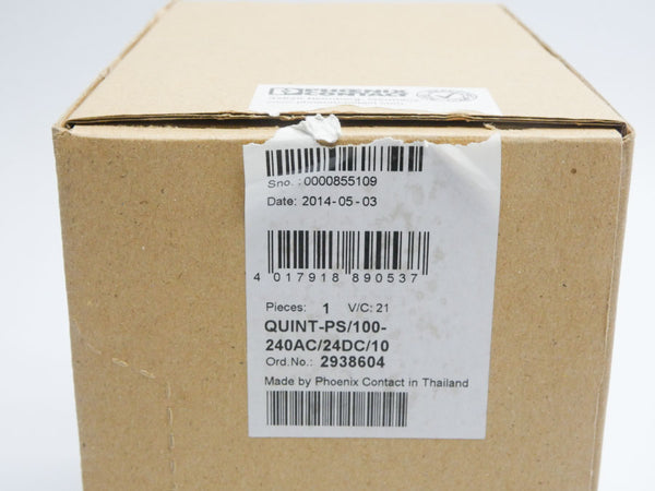 PHOENIX CONTACT QUINT-PS/100-240AC/24DC/10 2938604 100-240VAC 10A NSMP