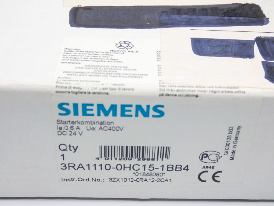 SIEMENS 3RA1110-0HC15-1BB4 24VDC 0.6A NSMP