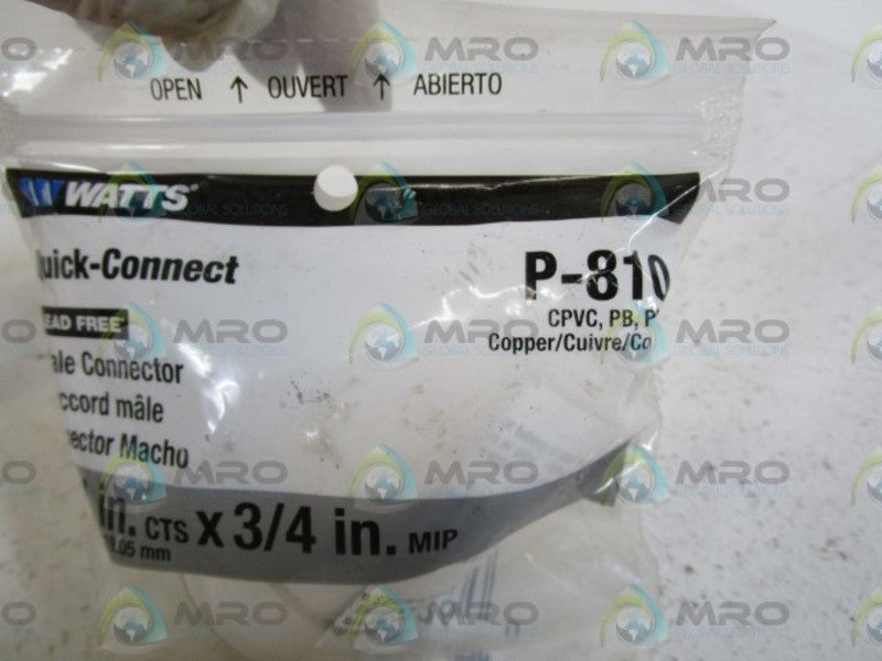 LOT OF 3 WATTS MALE CONNECTOR 3/4"X3/4" P-810 NSMP