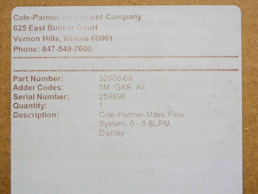 COLE-PARMER 32908-69 5.12VDC 5.12VDC (0-5SLPM) NSMP