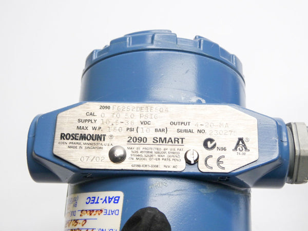 ROSEMOUNT 2090FG2S2DE1E5Q4 10.5-36VDC 0-50PSI UNMP