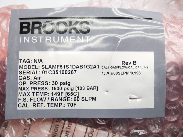 BROOKS INSTRUMENT SLAMF51S1DAB1G2A1 REV. B 13.5-27VDC 30PSI (60SLPM) NSMP