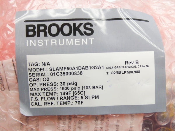 BROOKS INSTRUMENT SLAMF50A1DAB1G2A1 REV. B 13.5-27VDC 30PSI (5SLPM) NSMP