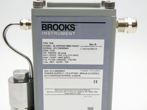 BROOKS INSTRUMENT SLAMF50S1BBC1G2A1 REV. B 13.5-27VDC 30PSI (1SLPM) NSMP