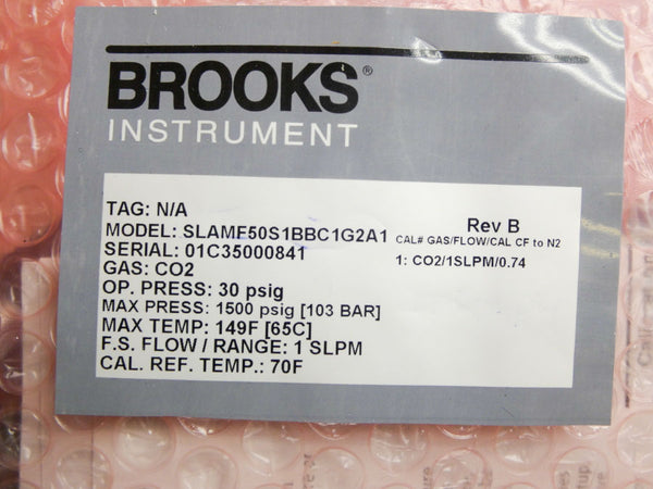 BROOKS INSTRUMENT SLAMF50S1BBC1G2A1 REV. B 13.5-27VDC 30PSI (1SLPM) NSMP