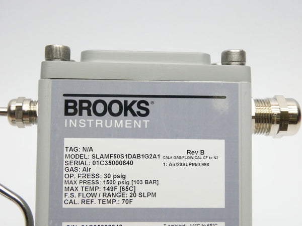 BROOKS INSTRUMENT SLAMF50S1DAB1G2A1 REV. B 13.5-27VDC 30PSI (20SLPM) NSMP