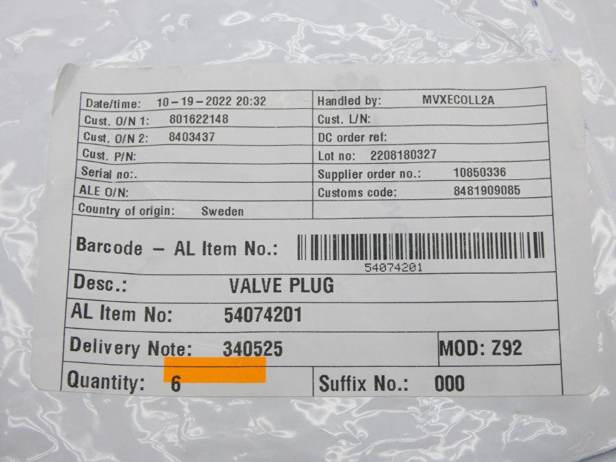 ALFA LAVAL 54074201 (PKG OF 6) NSMP