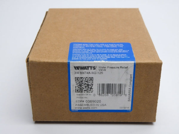 WATTS 0369020 M474A-M2-125 125PSI 3/4" NSMP