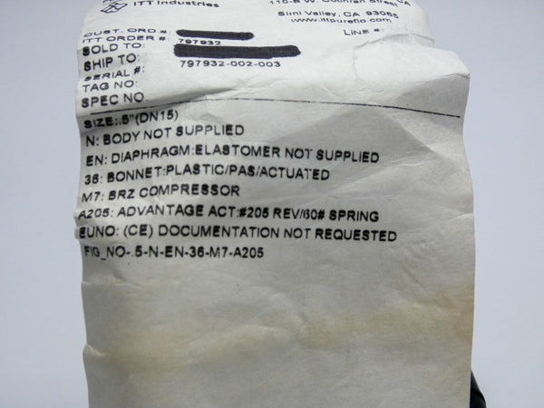 ITT .5-N-EN-36-M7-A205 90PSI .5" NSNP