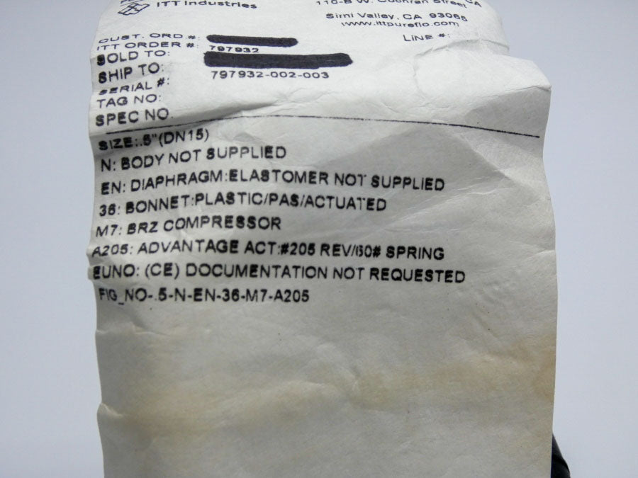 ITT .5-N-EN-36-M7-A205 90PSI .5" NSNP