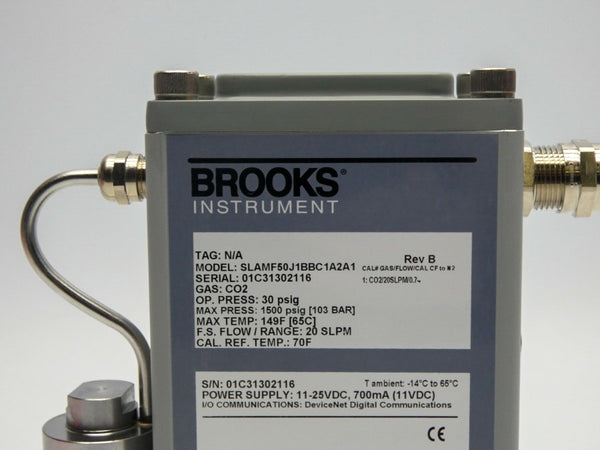 BROOKS INSTRUMENT SLAMF50J1BBC1A2A1 REV. B 11-25VDC 30PSI (20/SLPM) NSMP