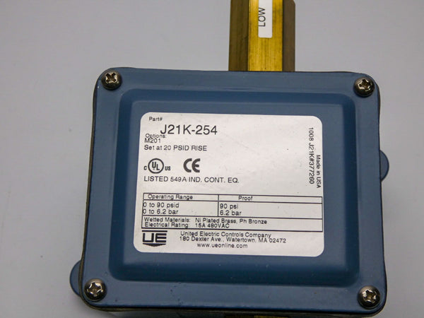 UNITED ELECTRIC J21K-254 480VAC 15A 0-90PSI NSMP