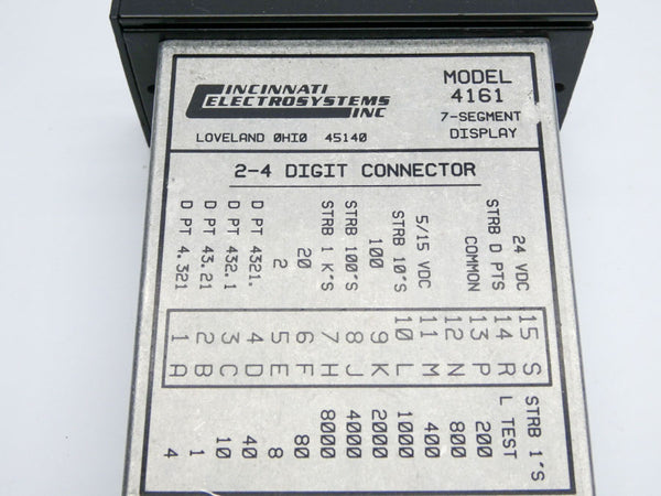 CINCINNATI ELECTROSYSTEMS 4161-4-24 REV. C 24VDC (AS IS) UNMP