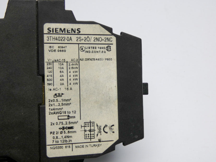 SIEMENS 3TH4022-0A 110/120V 10A NSNP