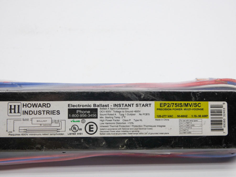 HOWARD INDUSTRIES EP2/75IS/MV/SC 120-277VAC 1.16-.50A NSNP