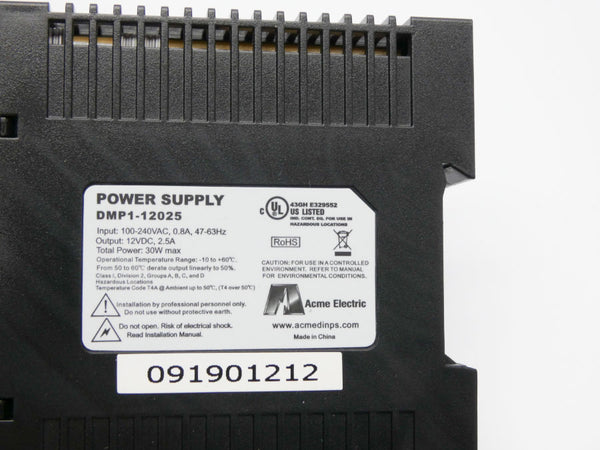 ACME ELECTRIC DMP1-12025 100-240VAC 0.8A NSMP