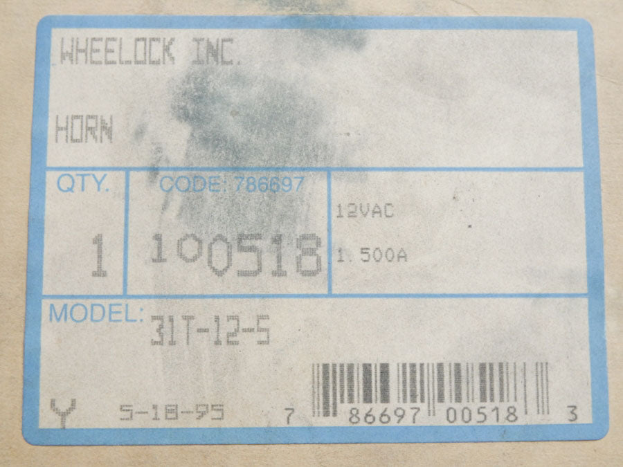 WHEELOCK INC. 31T-12-5 12VAC 1.500A NSMP