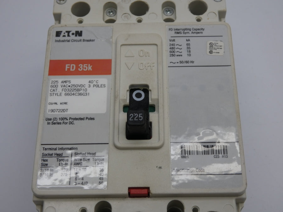EATON FD3225BP10 600VAC 225A UNMP