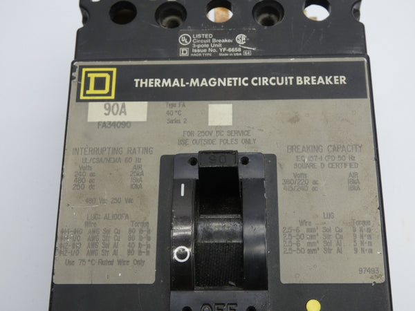 SQUARE D FA34090 480VAC 90A (AS PICTURED) UNMP