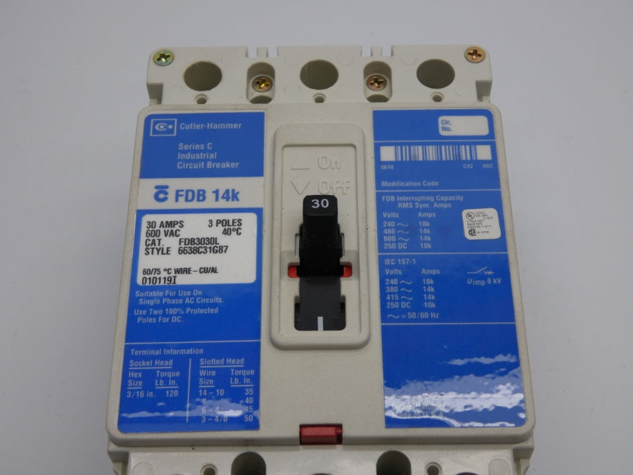 CUTLER HAMMER FDB3030L SER. C 600VAC 30A NSMP
