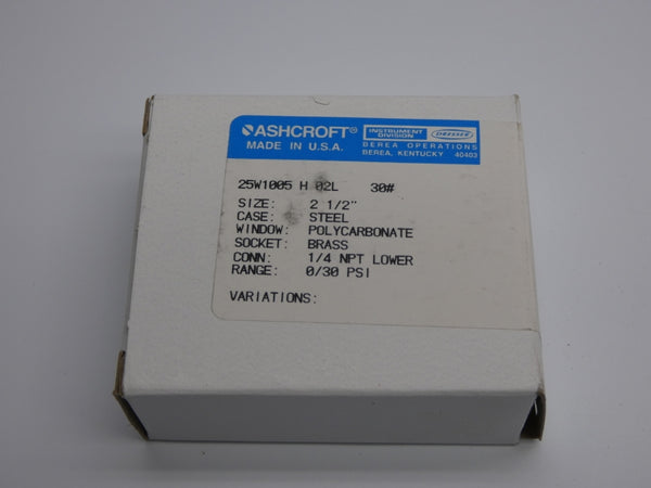 ASHCROFT 25W1005H02L30# 0/30PSI NSMP