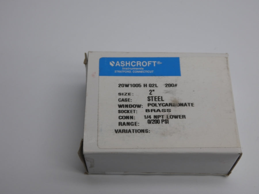 ASHCROFT 20W1005H02L200# 0/200PSI NSMP