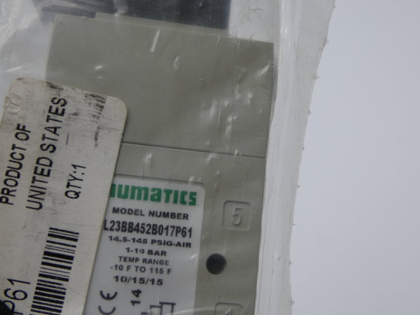 NUMATICS L23BB452B017P61 24VDC 0.15A 14.5-145PSI NSMP