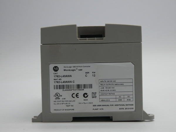 INDUSTRIAL SPARE PART 1762-L40AWA SER. C F/W 12 100/120VAC (NO DOOR/COVER) UNMP