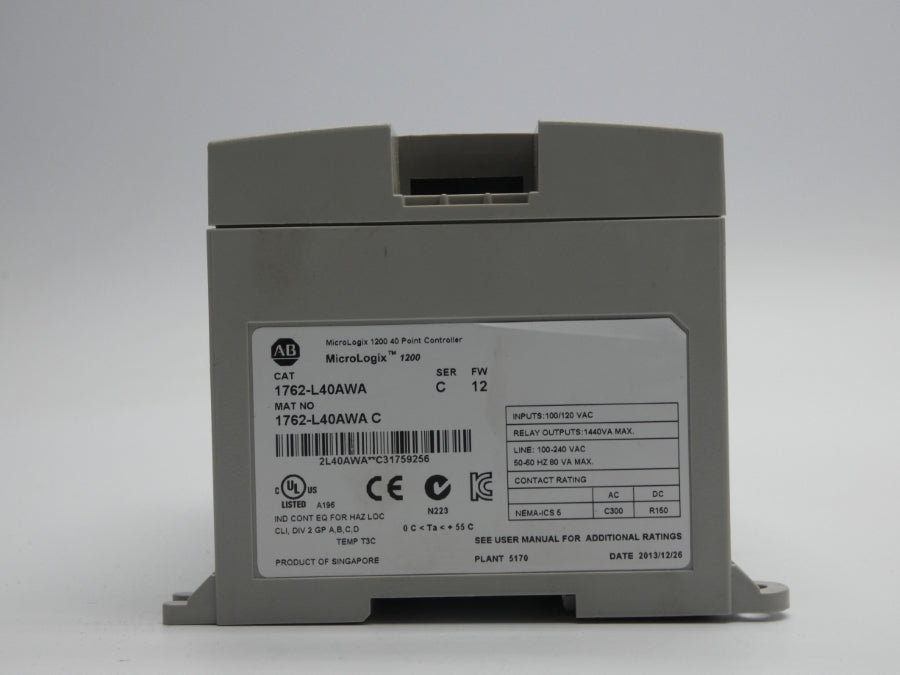 INDUSTRIAL SPARE PART 1762-L40AWA SER. C F/W 12 100/120VAC (NO DOOR/COVER) UNMP