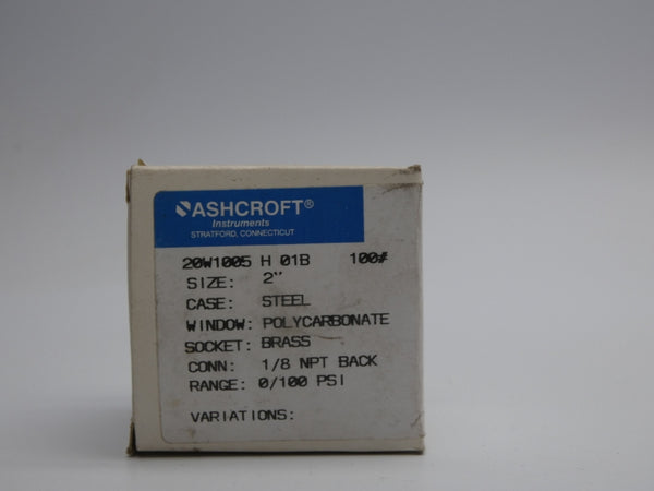 ASHCROFT 20W1005H01B100# 0/100PSI NSMP