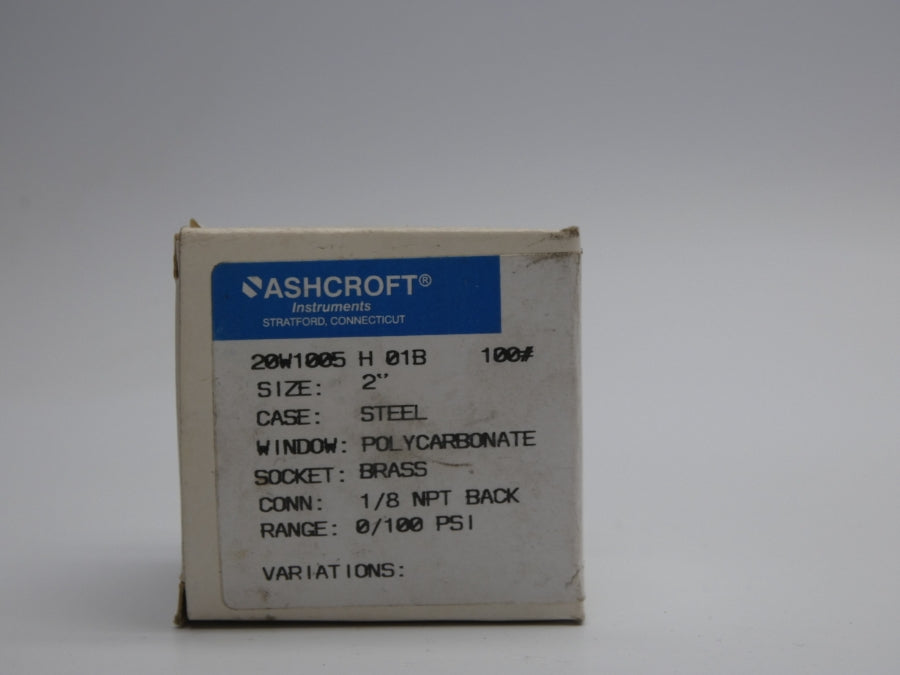 ASHCROFT 20W1005H01B100# 0/100PSI NSMP