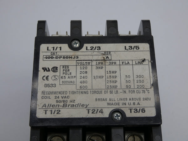 INDUSTRIAL SPARE PART 400-DP50NJ3 SER. A 24VAC 65A UNMP
