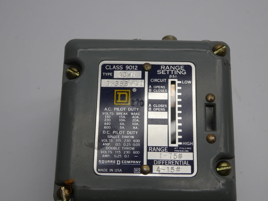 SQUARE D 9012ACW5 600V 15A 1-75PSI UNMP